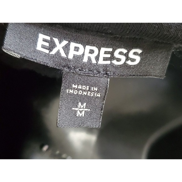 Express Womens Black Solid Rayon High Neck Long Sleeve Wide Leg Jumpsuit Size M - Picture 10 of 13